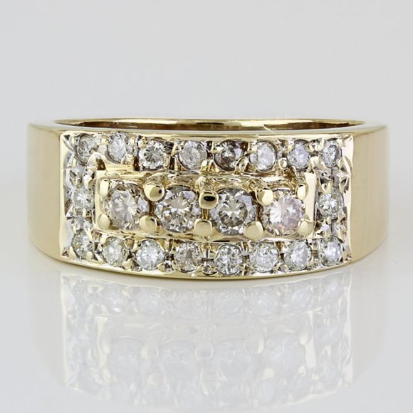 14k Yellow Gold Diamond Wedding Anniversary Band / Cocktail Ring